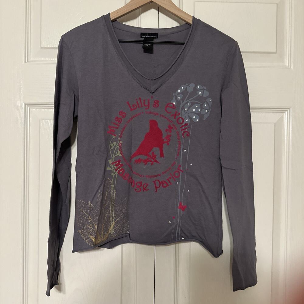 Vintage -Moda International Miss Lily’s Exotic Massage Parlor Embellished T - S